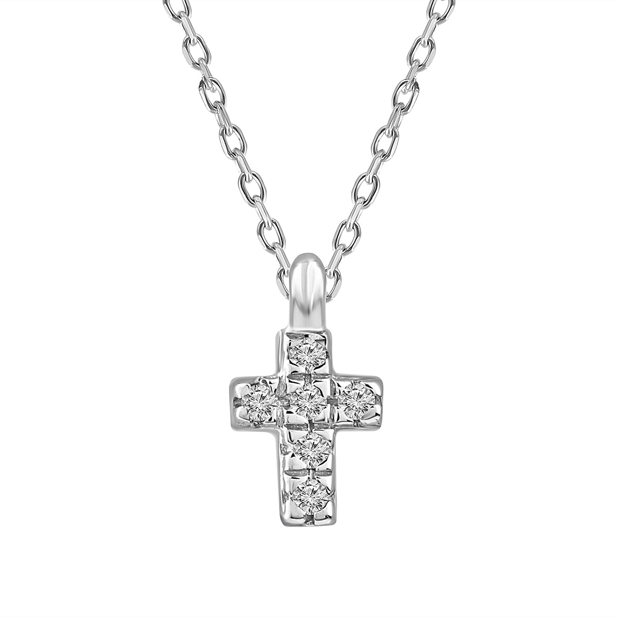 Lykken Elegance white gold cross diamond necklace 0.02 ct