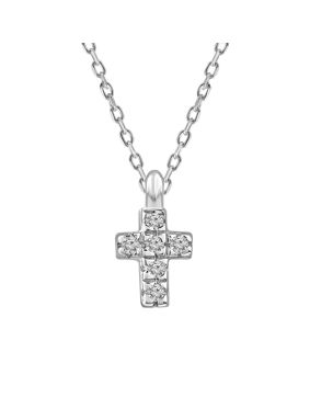 Lykken Elegance white gold cross diamond necklace 0.02 ct
