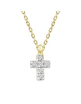 Lykken Elegance gold cross diamond necklace 0.02 ct