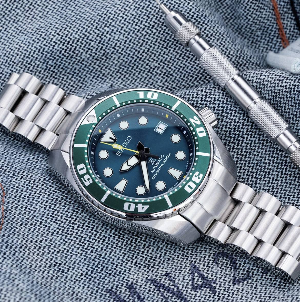 MiLTAT Endmill steel strap for Seiko Sumo series SS201820B030 watchesonline