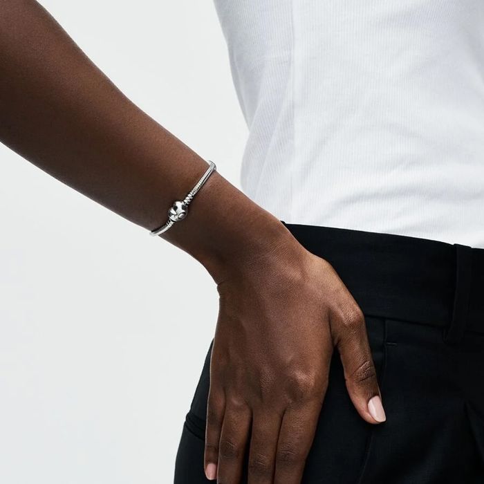 White Gold Snake Chain Pave Heart Clasp Snake Chain Slider