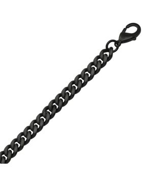 Ace of Spades Black Brushed Curb Chain Bracelet Miami Cuban 8 mm SSB-8405-8BK