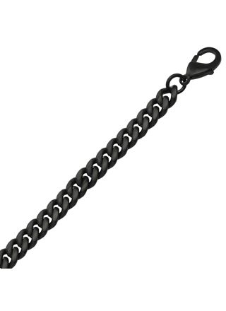 Ace of Spades Black Brushed Curb Chain Bracelet Miami Cuban 8 mm SSB-8405-8BK