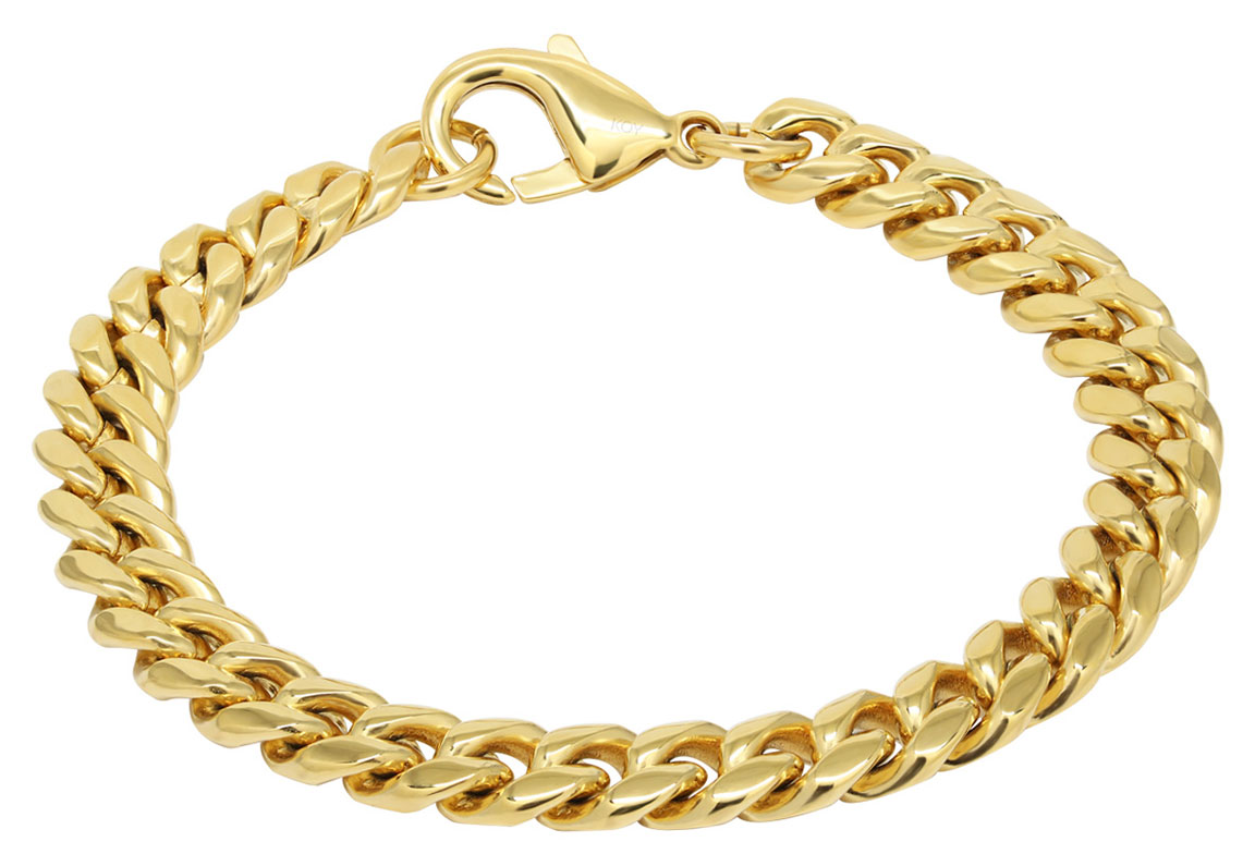 Ace of Spades IP Gold Curb Chain Bracelet Miami Cuban 8 mm SSB-8405-8GP