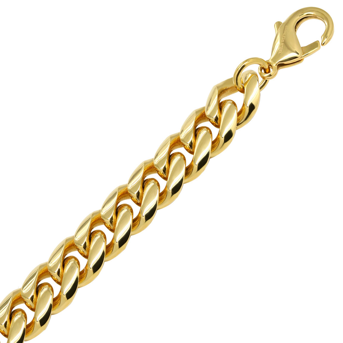 Ace of Spades IP Gold Curb Chain Bracelet Miami Cuban 10 mm SSB-8405GP