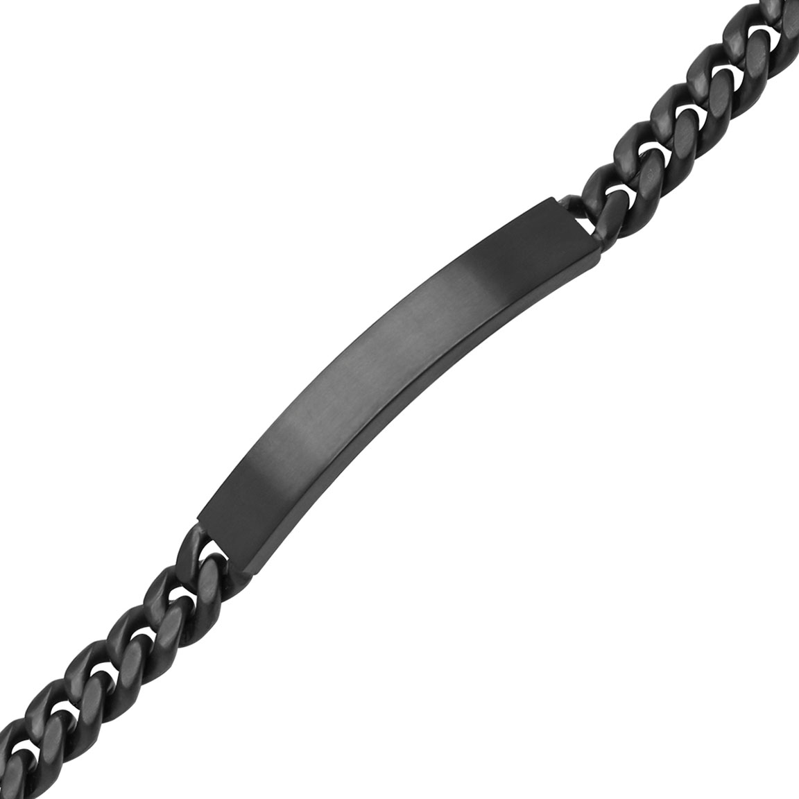 Ace of Spades Black Brushed Curb Chain Bracelet with Plate Miami Cuban 8 mm SSB-8411-8PBK