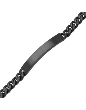Ace of Spades Black Brushed Curb Chain Bracelet with Plate Miami Cuban 8 mm SSB-8411-8PBK