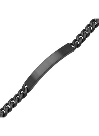 Ace of Spades Black Brushed Curb Chain Bracelet with Plate Miami Cuban 8 mm SSB-8411-8PBK