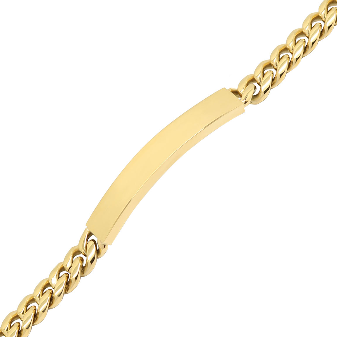 Ace of Spades IP Gold Curb Chain Bracelet with Plate Miami Cuban 8 mm SSB-8411-8GP