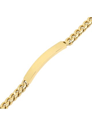 Ace of Spades IP Gold Curb Chain Bracelet with Plate Miami Cuban 8 mm SSB-8411-8GP