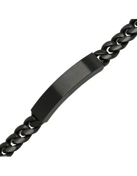 Ace of Spades Black Curb Chain Bracelet with Plate Miami Cuban 10 mm SSB-8411PBK
