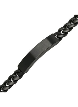 Ace of Spades Black Curb Chain Bracelet with Plate Miami Cuban 10 mm SSB-8411PBK