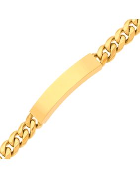 Ace of Spades IP Gold Curb Chain Bracelet with Plate Miami Cuban 10 mm SSB-8411PGP
