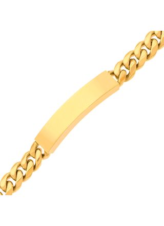 Ace of Spades IP Gold Curb Chain Bracelet with Plate Miami Cuban 10 mm SSB-8411PGP