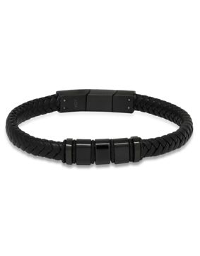 Ace of Spades Black Bracelet Leather/Steel SSLB-103B