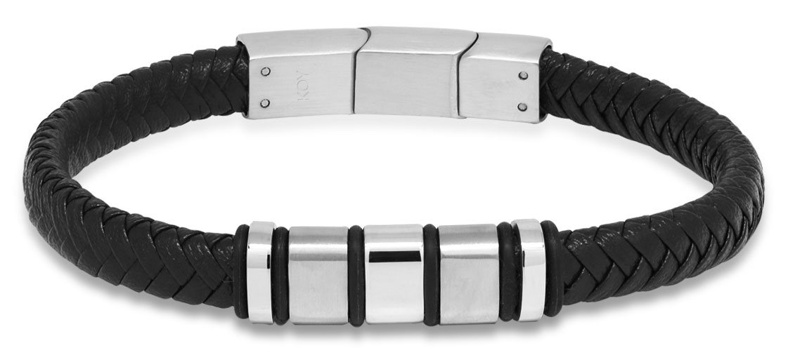 Ace of Spades Black Bracelet Leather/Steel SSLB-103