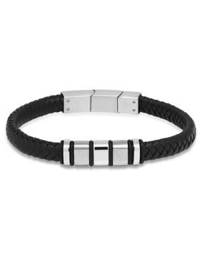 Ace of Spades Black Bracelet Leather/Steel SSLB-103