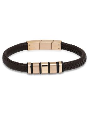 Ace of Spades Brown Bracelet Leather/Steel SSLB-103RG