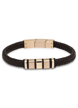 Ace of Spades Brown Bracelet Leather/Steel SSLB-103RG