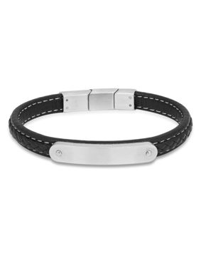 Ace of Spades Black Bracelet with Plate Leather/Steel SSLB-104