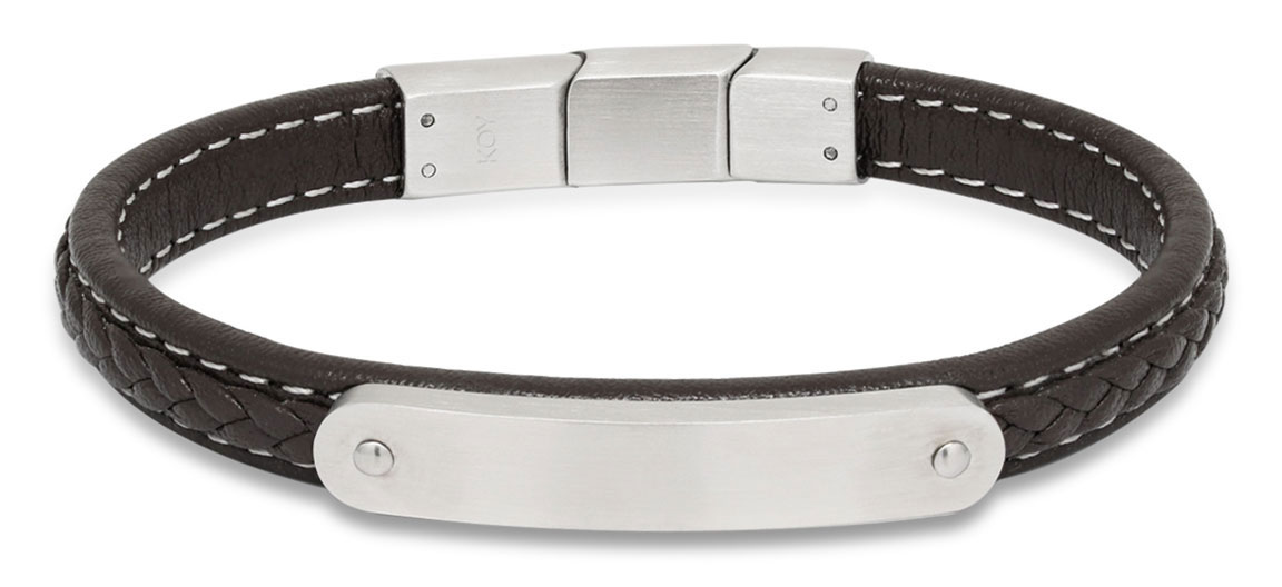 Ace of Spades Brown Bracelet with Plate Leather/Steel SSLB-104