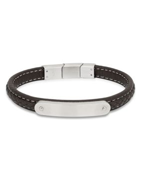Ace of Spades Brown Bracelet with Plate Leather/Steel SSLB-104