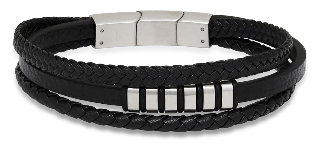 Ace of Spades Black Bracelet Leather/Steel SSLB-108