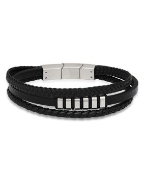 Ace of Spades Black Bracelet Leather/Steel SSLB-108