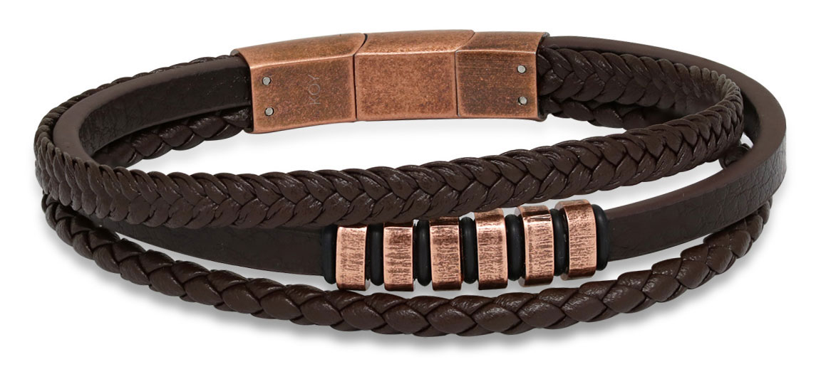 Ace of Spades Brown Bracelet Leather/Steel SSLB-108RG