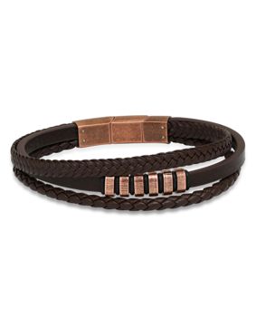 Ace of Spades Brown Bracelet Leather/Steel SSLB-108RG
