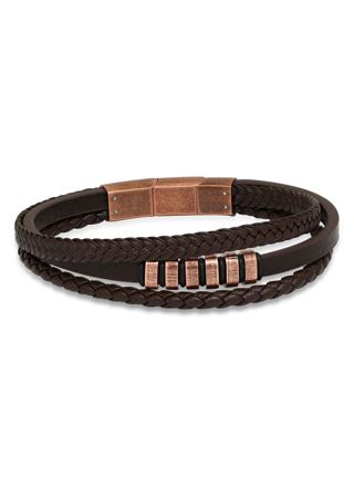 Ace of Spades Brown Bracelet Leather/Steel SSLB-108RG