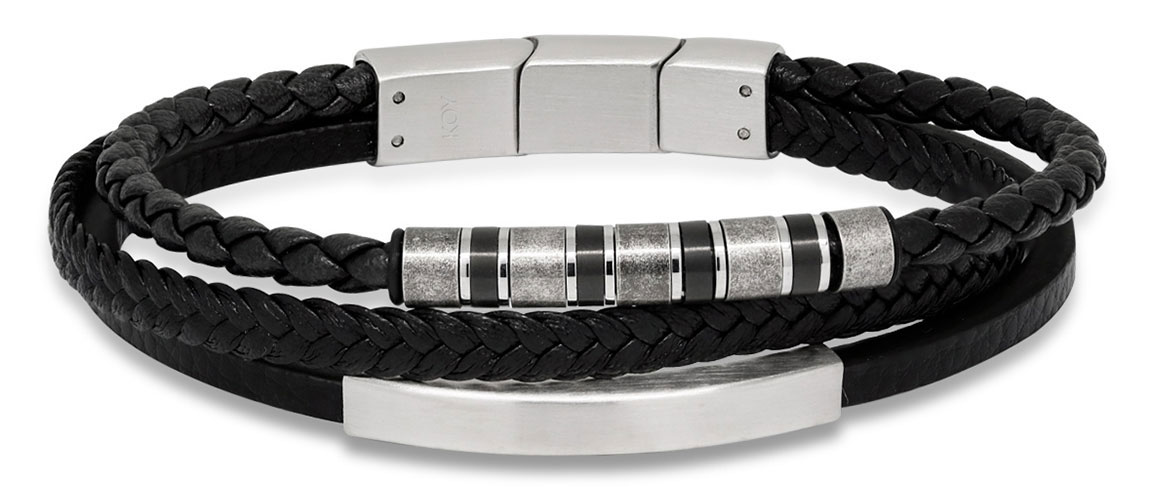 Ace of Spades Black Bracelet with Plate Leather/Steel SSLB-109