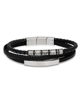 Ace of Spades Black Bracelet with Plate Leather/Steel SSLB-109