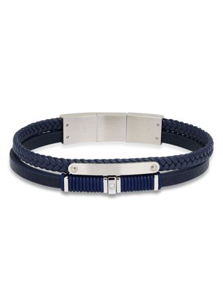 Ace of Spades Blue Bracelet with Plate Leather/Steel SSLB-110