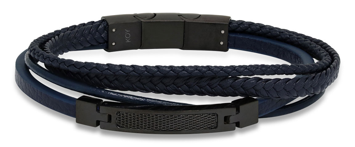 Ace of Spades Blue Bracelet Leather/Steel SSLB-112B