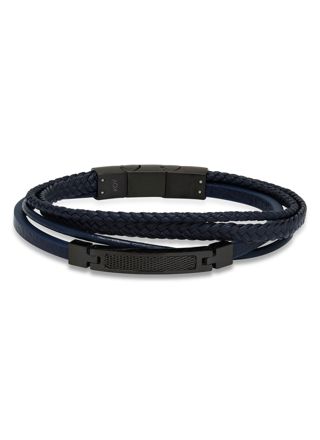 Ace of Spades Blue Bracelet Leather/Steel SSLB-112B