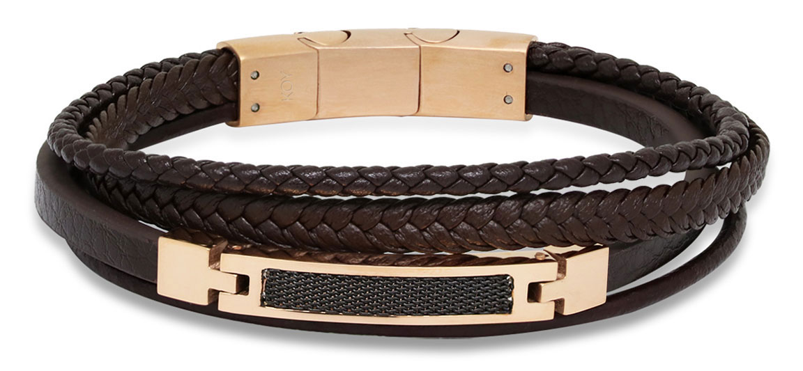 Ace of Spades Brown Bracelet Leather/Steel SSLB-112GR