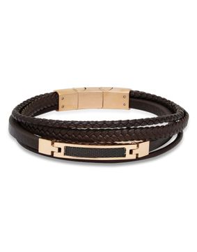 Ace of Spades Brown Bracelet Leather/Steel SSLB-112GR