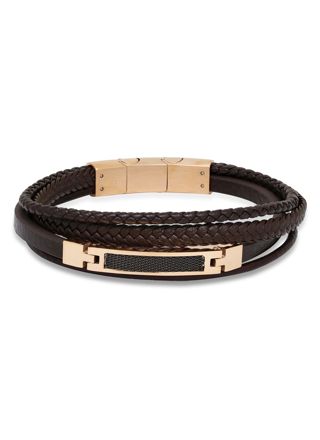 Ace of Spades Brown Bracelet Leather/Steel SSLB-112GR