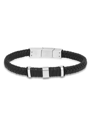 Ace of Spades Black Bracelet Leather/Steel SSLB-113