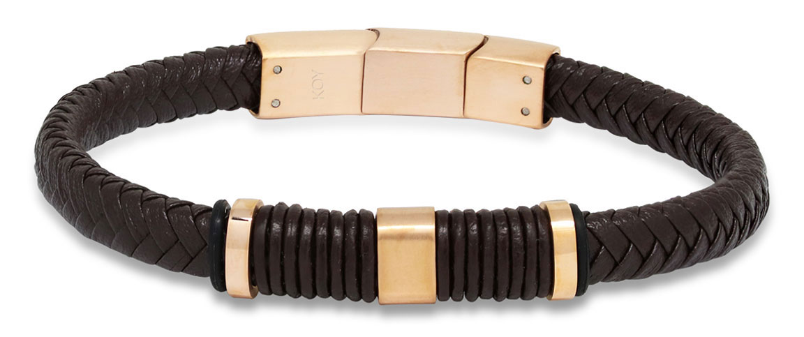 Ace of Spades Brown Bracelet Leather/Steel SSLB-113RG