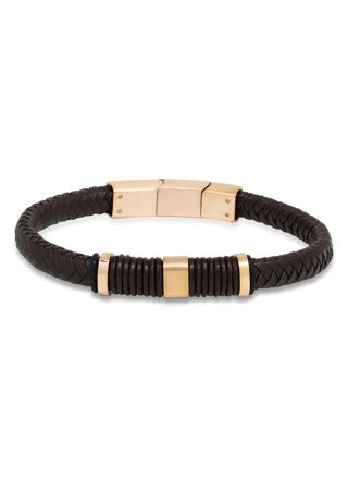 Ace of Spades Brown Bracelet Leather/Steel SSLB-113RG
