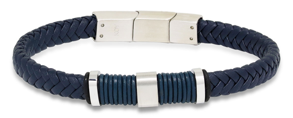 Ace of Spades Blue Bracelet Leather/Steel SSLB-113