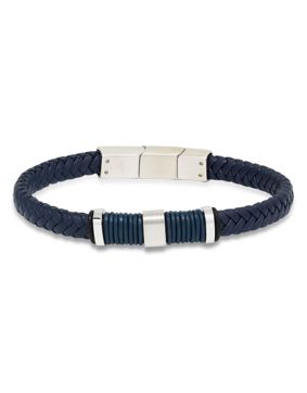 Ace of Spades Blue Bracelet Leather/Steel SSLB-113
