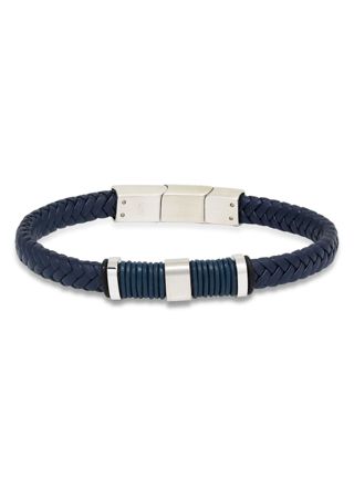 Ace of Spades Blue Bracelet Leather/Steel SSLB-113