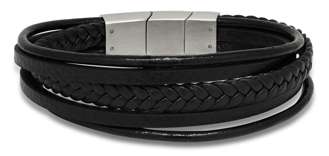 Ace of Spades Black Bracelet Leather/Steel SSLB-114