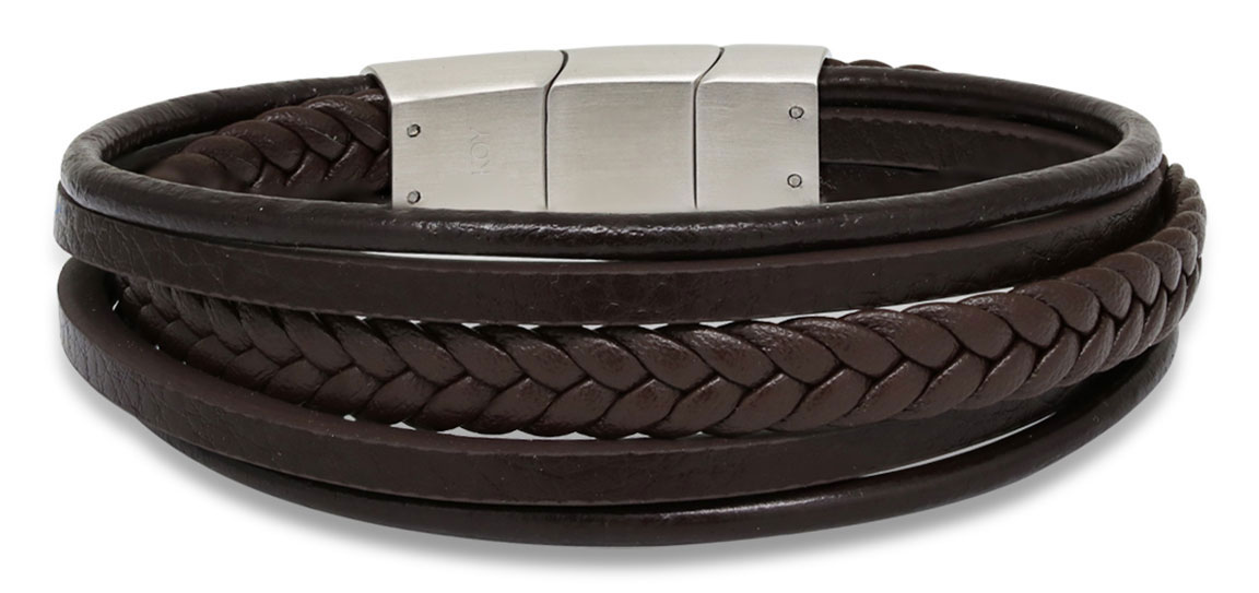 Ace of Spades Brown Bracelet Leather/Steel SSLB-114