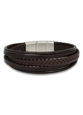 Ace of Spades Brown Bracelet Leather/Steel SSLB-114