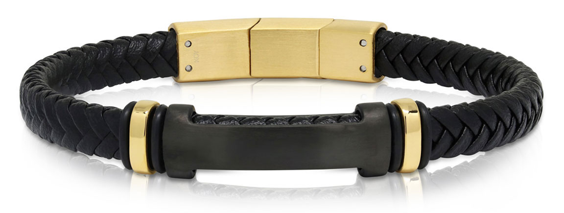Ace of Spades Black Bracelet with Plate Leather/Steel SSLB-115GP