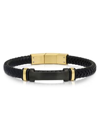 Ace of Spades Black Bracelet with Plate Leather/Steel SSLB-115GP